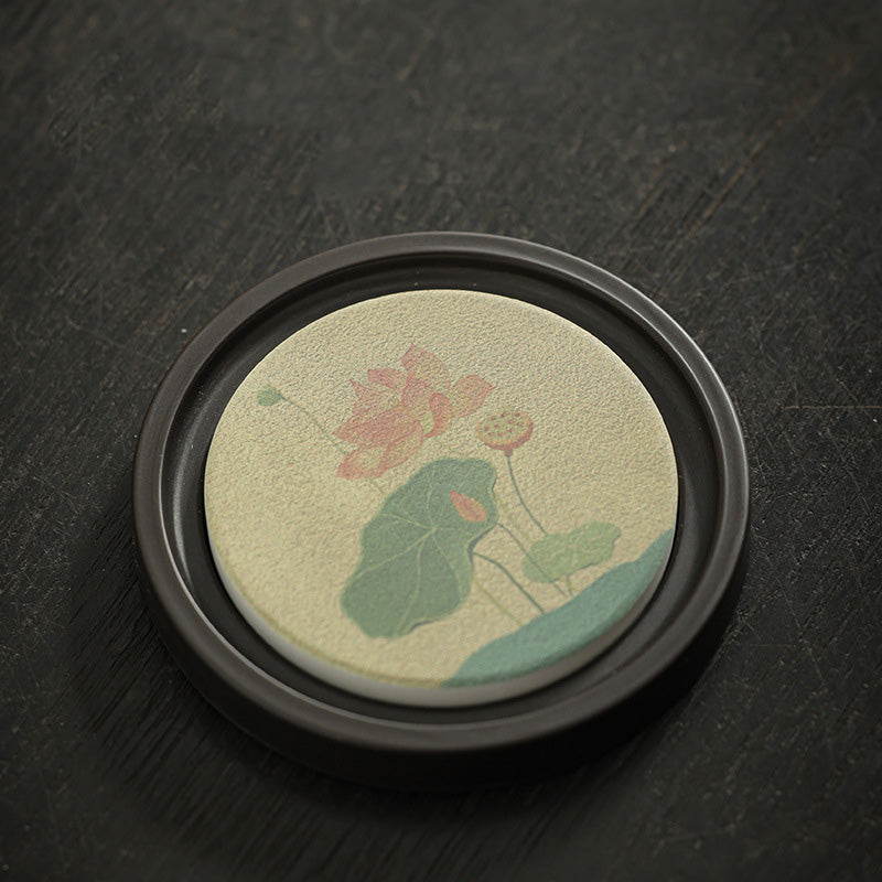 Dessous de verre zen en céramique 7,9 cm | Décor zen naturel