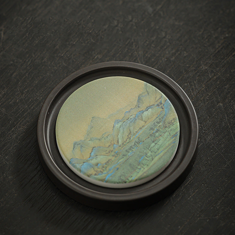 Dessous de verre zen en céramique 7,9 cm | Décor zen naturel