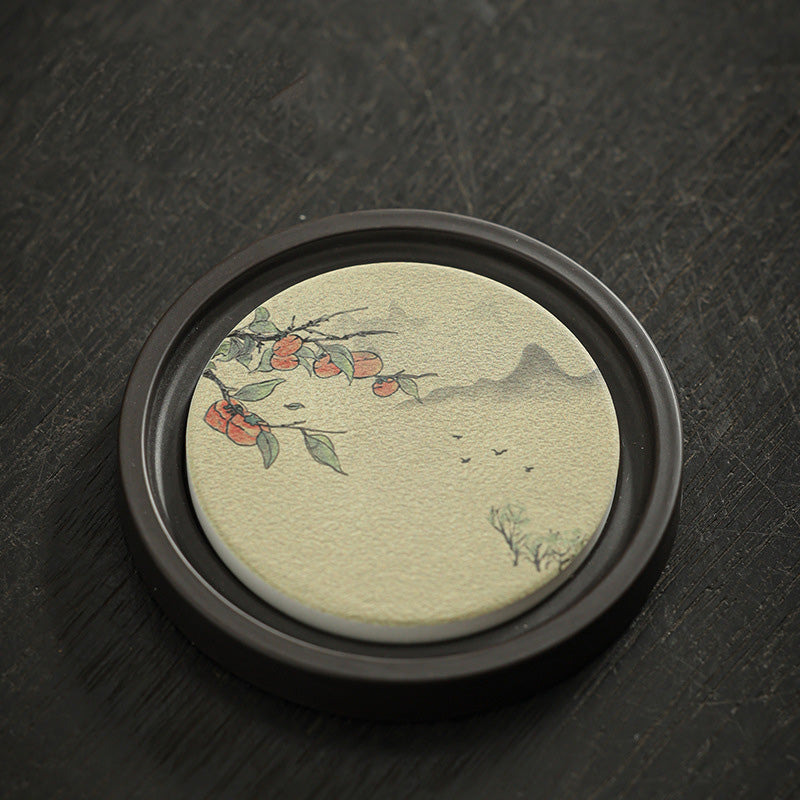 Dessous de verre zen en céramique 7,9 cm | Décor zen naturel