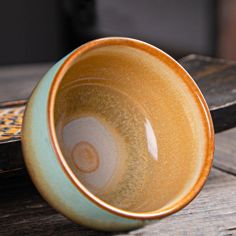 Tasse à thé zen en céramique avec motifs de cerfs et de montagnes 150 ml