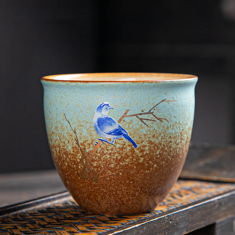 Tasse à thé zen en céramique avec motifs de cerfs et de montagnes 150 ml