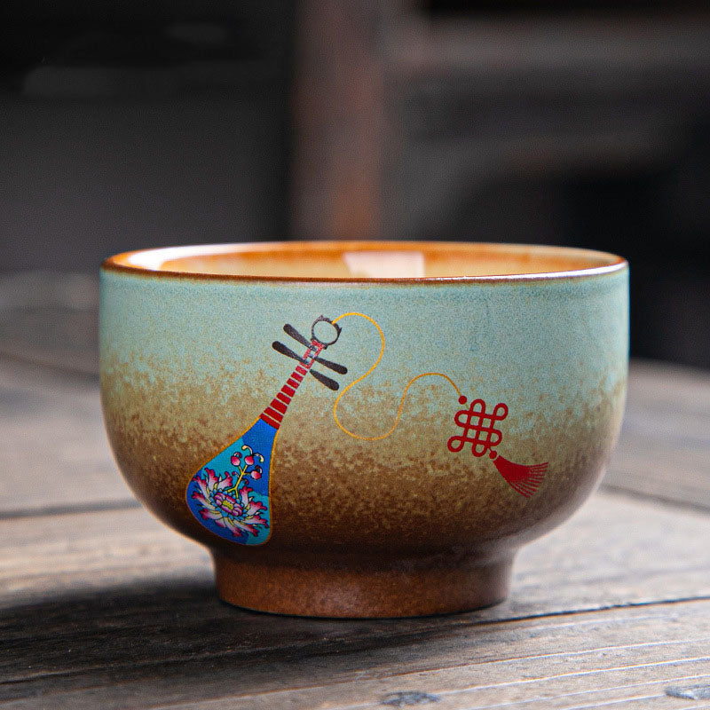 Tasse à thé zen en céramique avec motifs de cerfs et de montagnes 150 ml