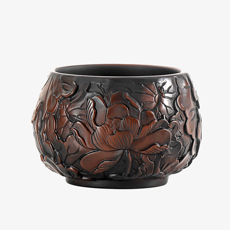 Tasse à thé zen en céramique avec motif lotus et dragon - Bol de 130 ml