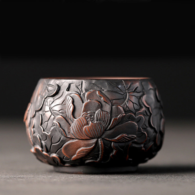 Tasse à thé zen en céramique avec motif lotus et dragon - Bol de 130 ml