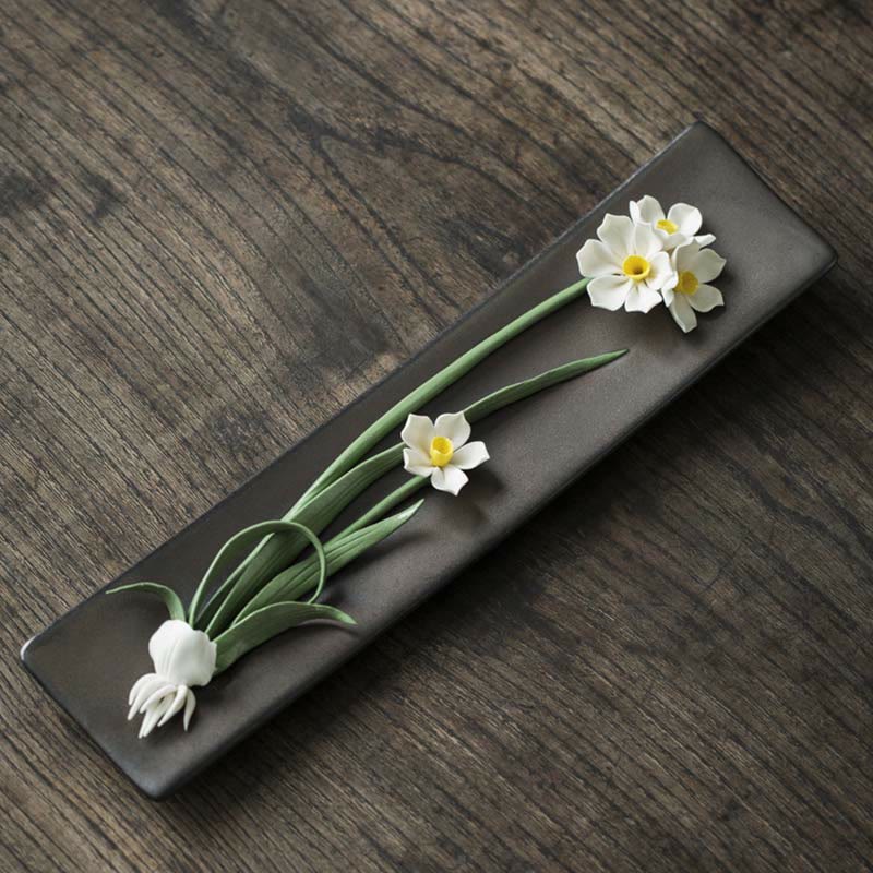 Lotus Peony Ceramic Incense Burner for Meditation & Yoga