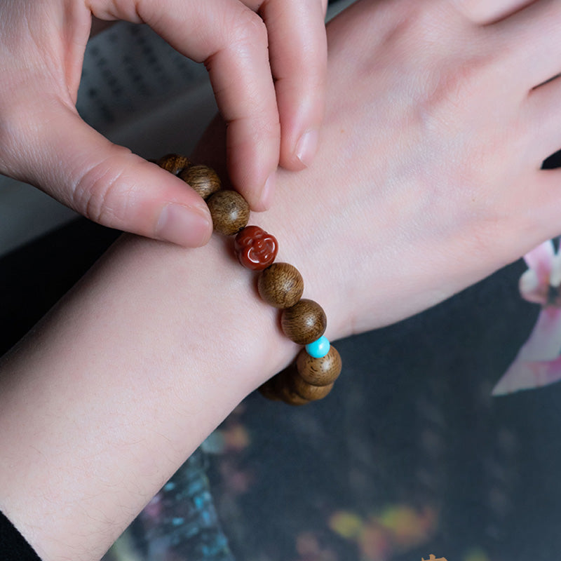 Agarwood Laughing Buddha Meditation Bracelet 10mm 12mm