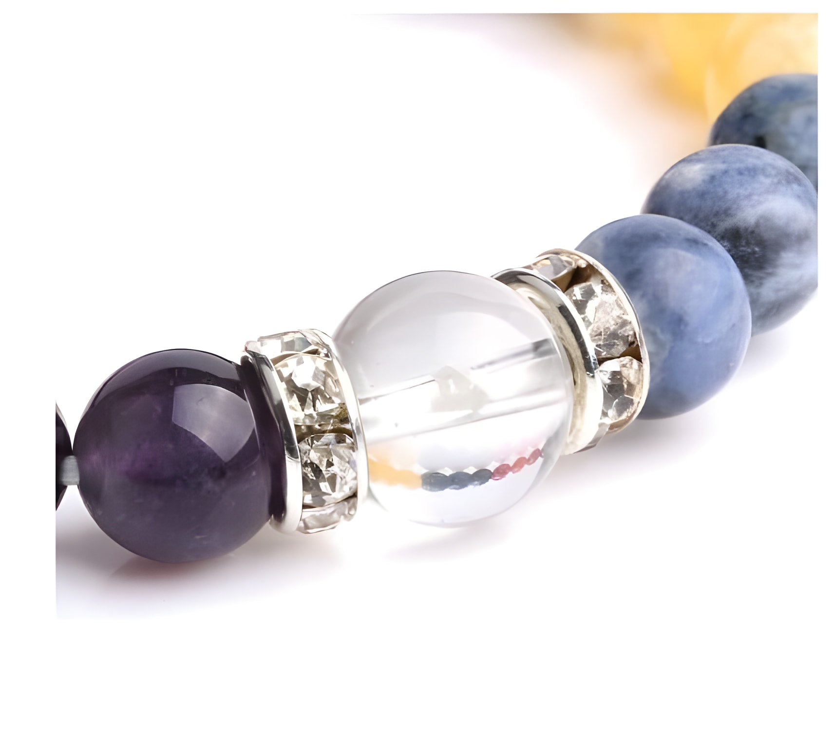 Bracelet d'équilibrage des chakras avec perle en cristal transparent