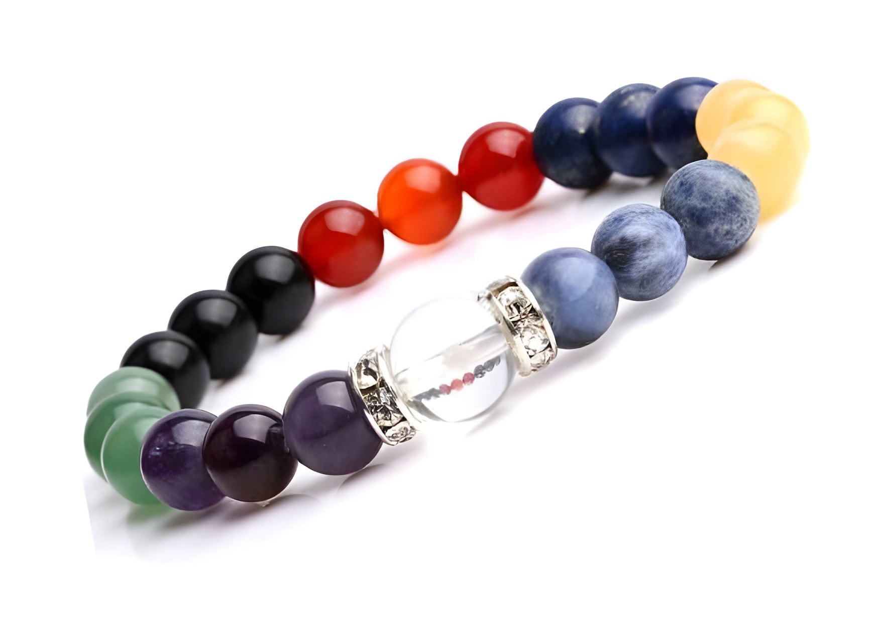 Bracelet d'équilibrage des chakras avec perle en cristal transparent