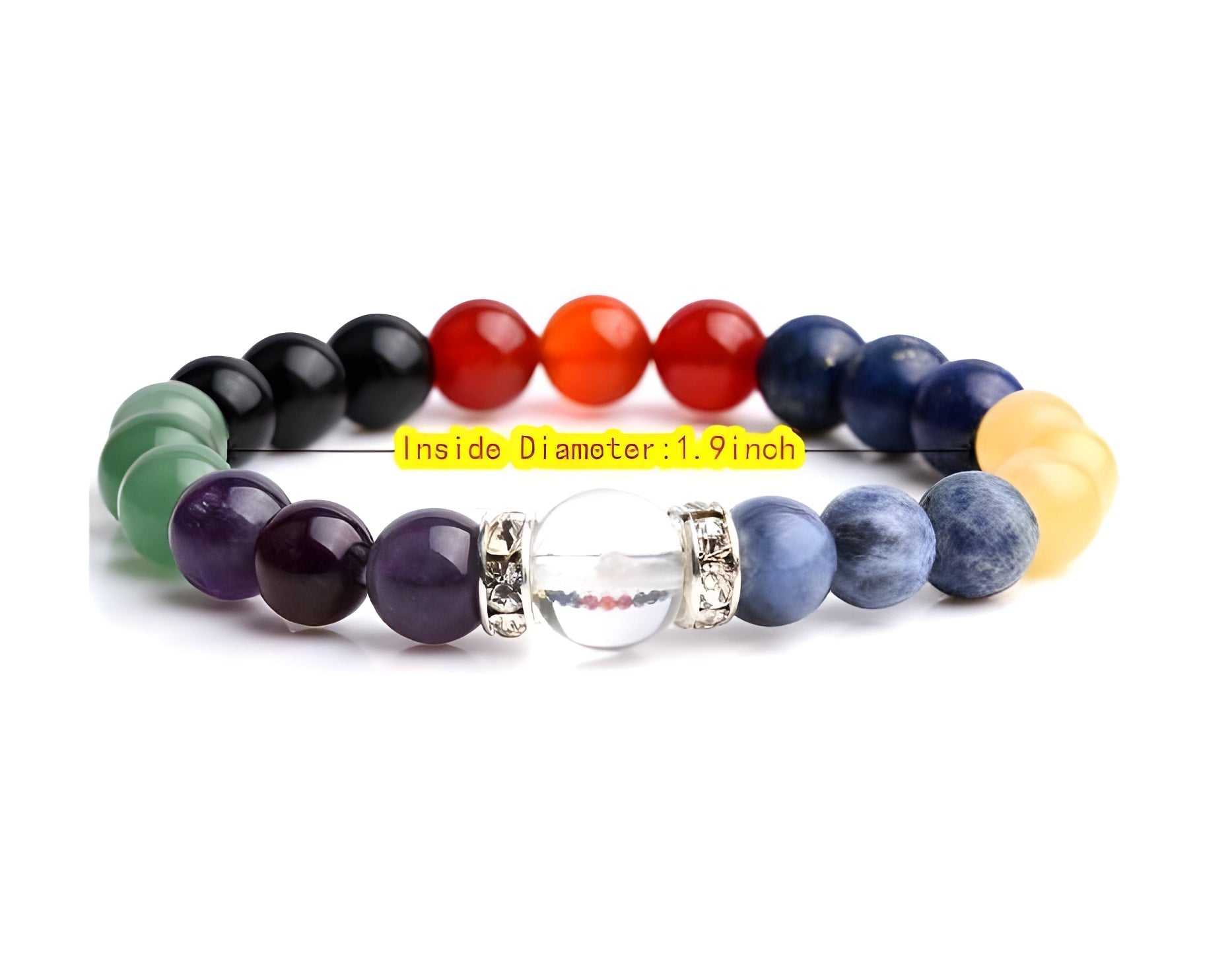 Bracelet d'équilibrage des chakras avec perle en cristal transparent