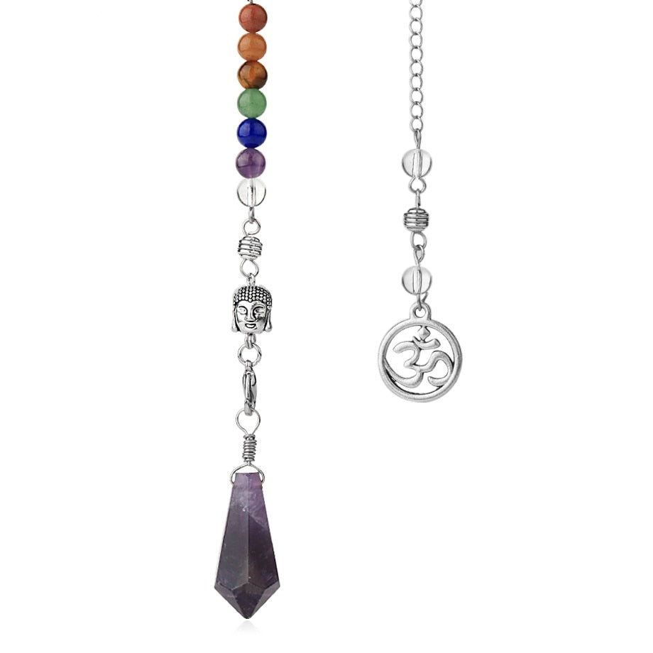 Pendule d'équilibrage des chakras avec tête de Bouddha