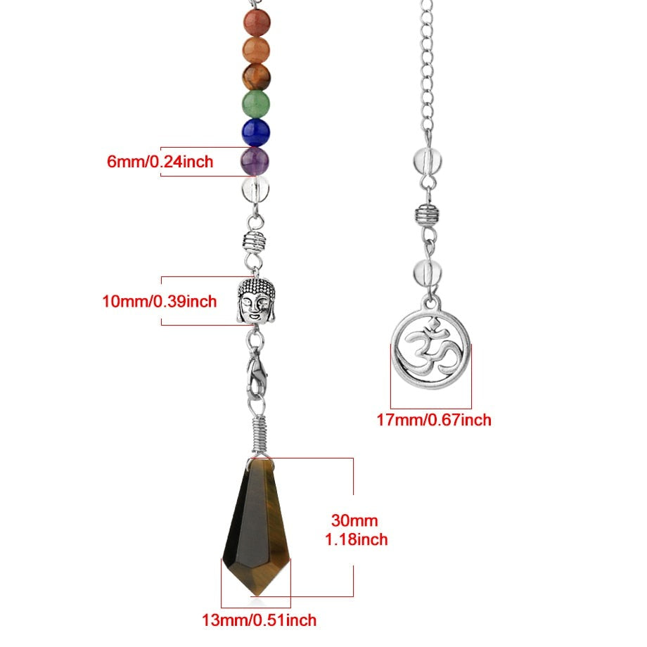 Pendule d'équilibrage des chakras avec tête de Bouddha