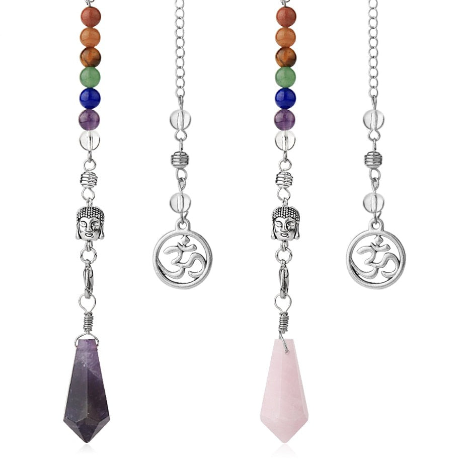Pendule d'équilibrage des chakras avec tête de Bouddha