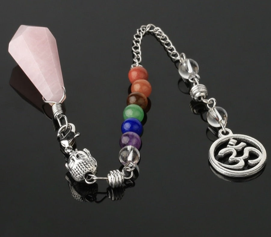 Pendule d'équilibrage des chakras avec tête de Bouddha