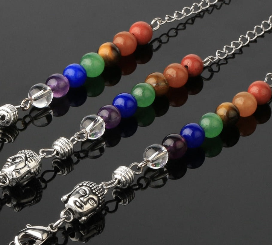 Pendule d'équilibrage des chakras avec tête de Bouddha