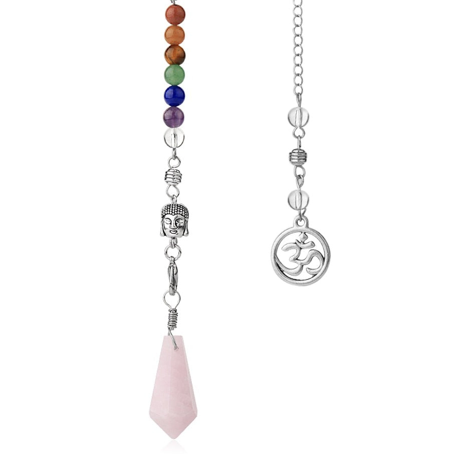 Pendule d'équilibrage des chakras avec tête de Bouddha