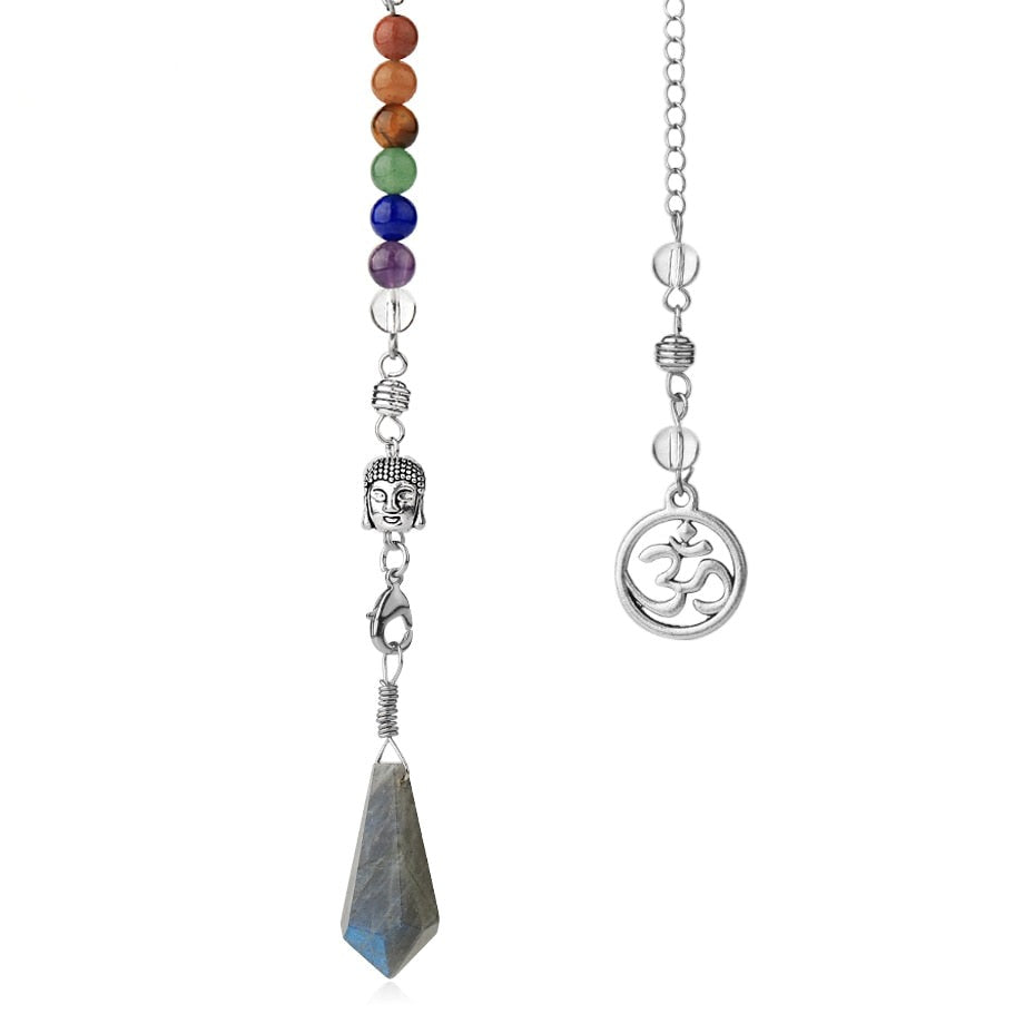 Pendule d'équilibrage des chakras avec tête de Bouddha
