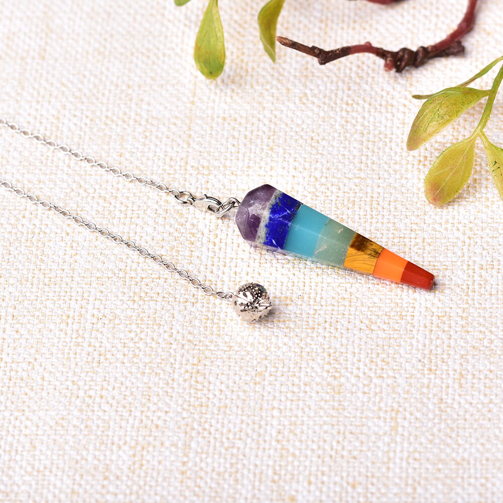 Pendule d'équilibrage des chakras avec cristaux de pierres précieuses