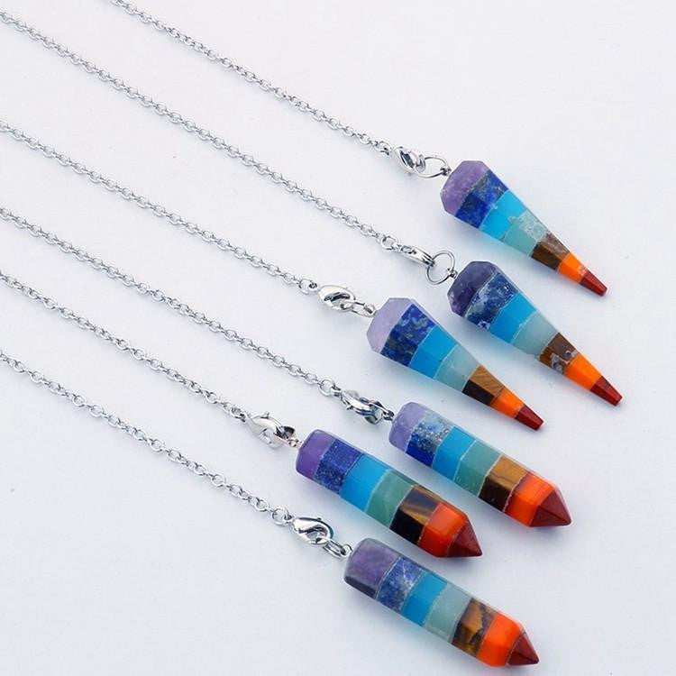 Pendule d'équilibrage des chakras avec cristaux de pierres précieuses