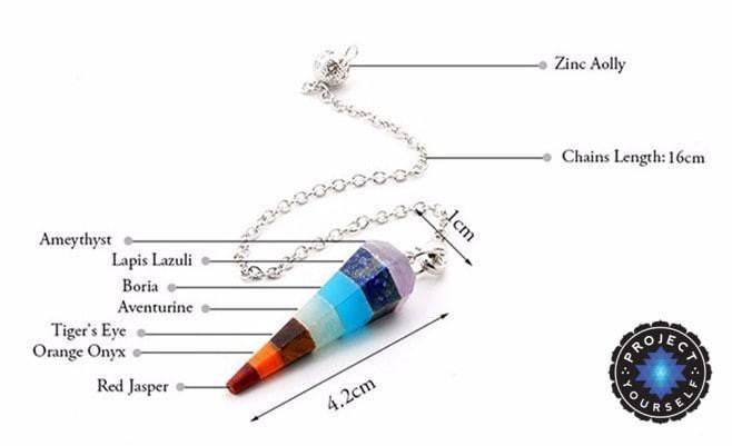 Pendule d'équilibrage des chakras avec cristaux de pierres précieuses