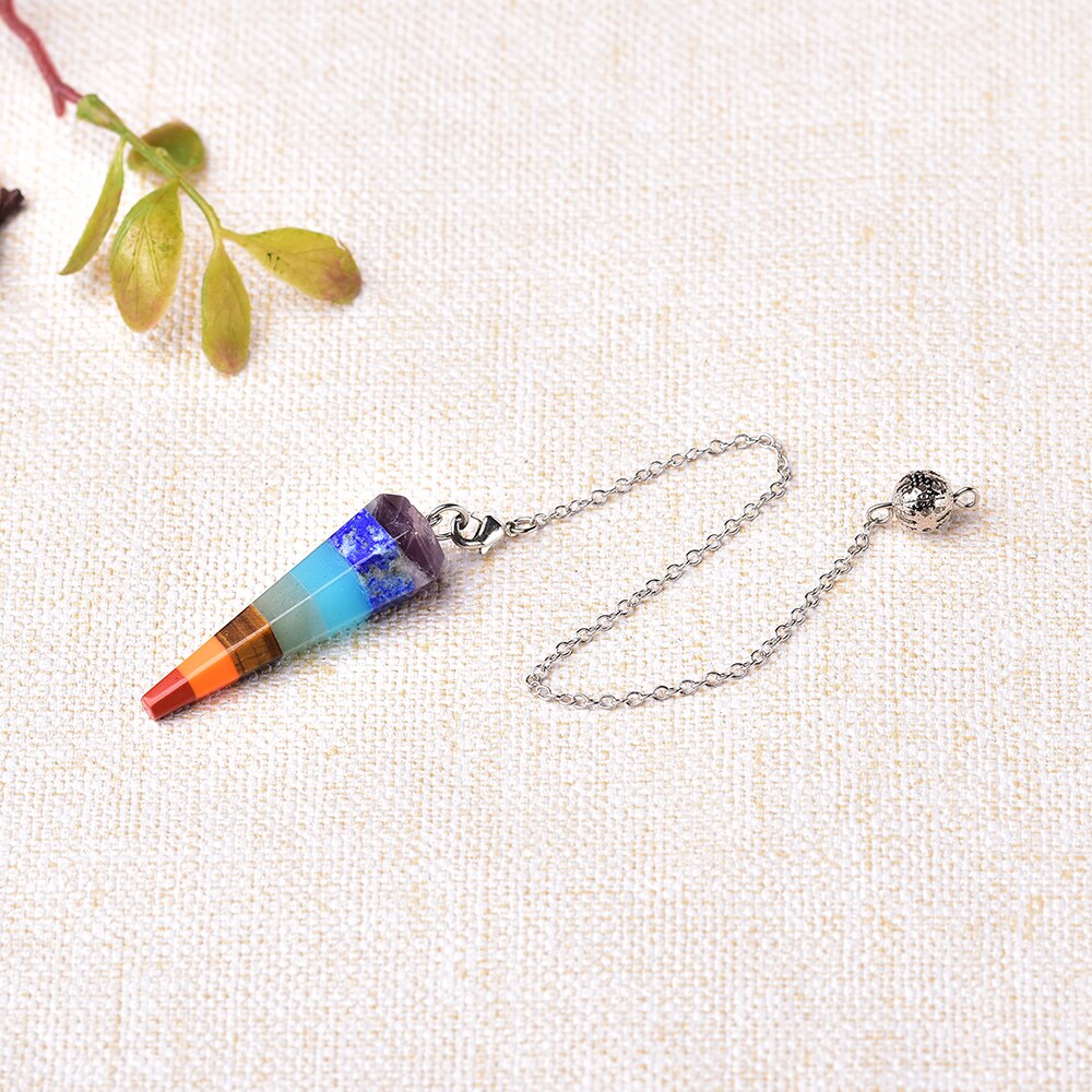 Pendule d'équilibrage des chakras avec cristaux de pierres précieuses