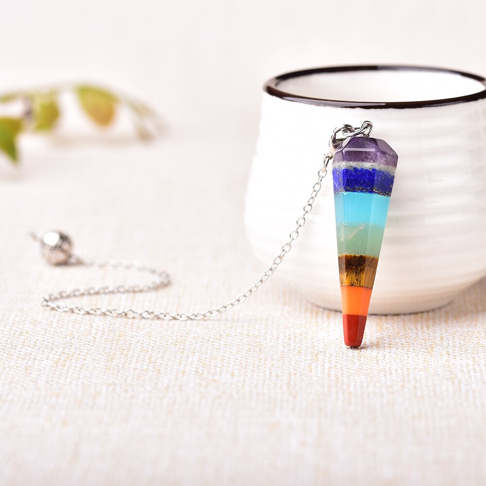 Pendule d'équilibrage des chakras avec cristaux de pierres précieuses