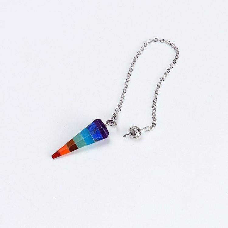 Pendule d'équilibrage des chakras avec cristaux de pierres précieuses