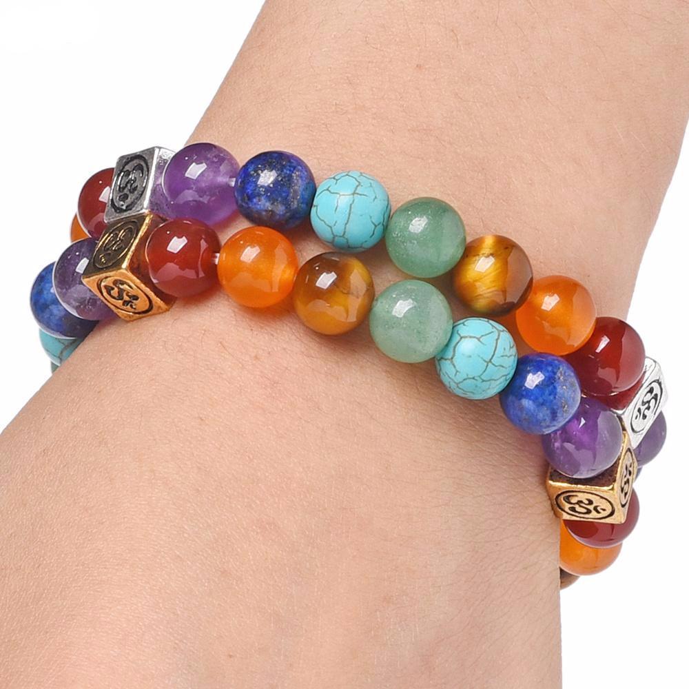 Bracelet de guérison des chakras avec symbole Om