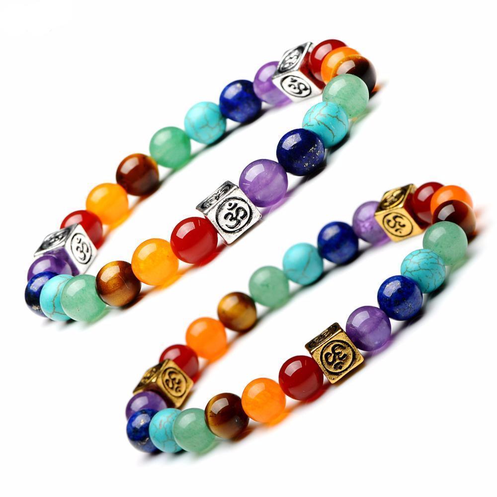 Bracelet de guérison des chakras avec symbole Om