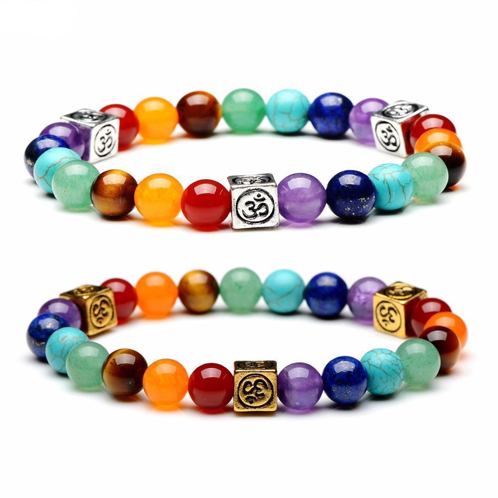 Bracelet de guérison des chakras avec symbole Om