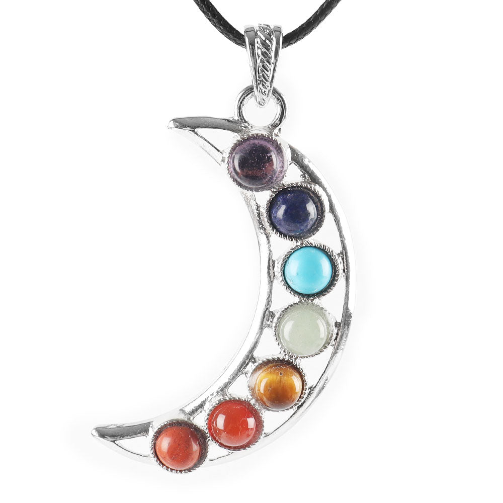 Chakra Healing Pendant | 7 Chakra Crystals Moon Necklace