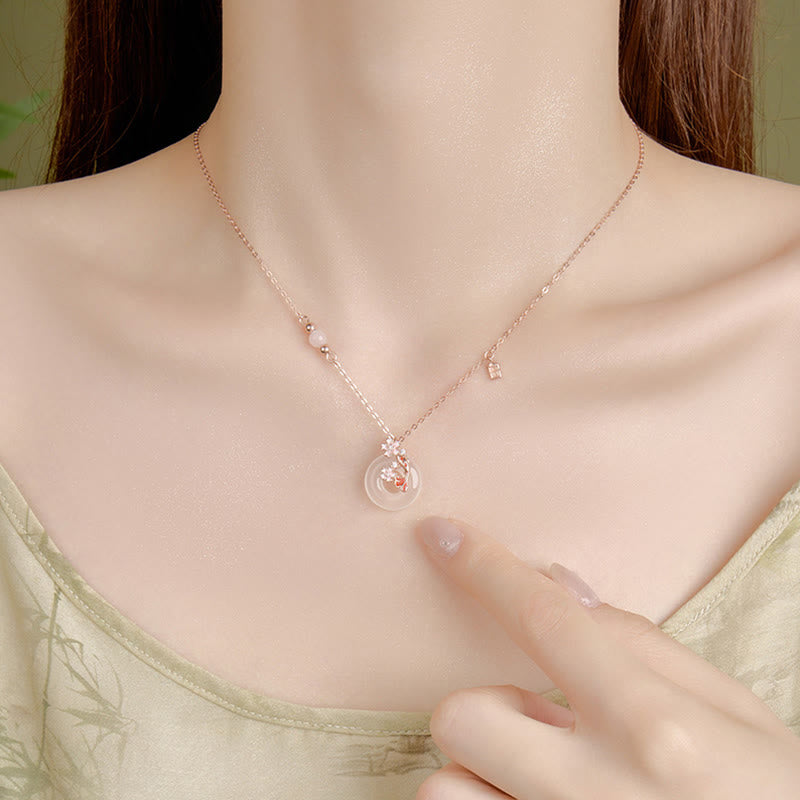 Collier pendentif Koi Peace en argent sterling 925 et calcédoine