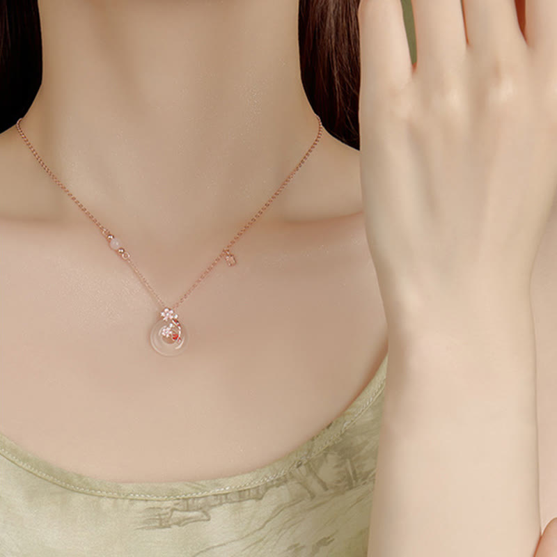 Collier pendentif Koi Peace en argent sterling 925 et calcédoine