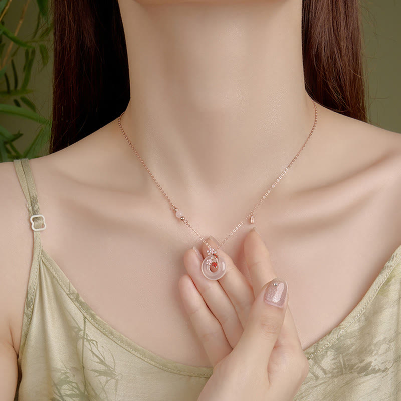 Collier pendentif Koi Peace en argent sterling 925 et calcédoine