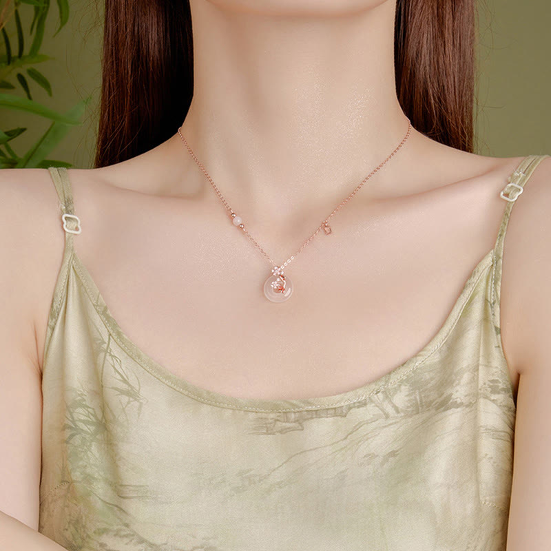 Collier pendentif Koi Peace en argent sterling 925 et calcédoine