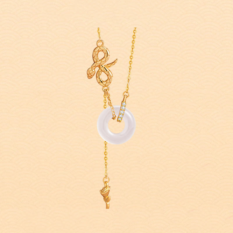 Collier Harmonie Année du Serpent en argent sterling 925 et calcédoine