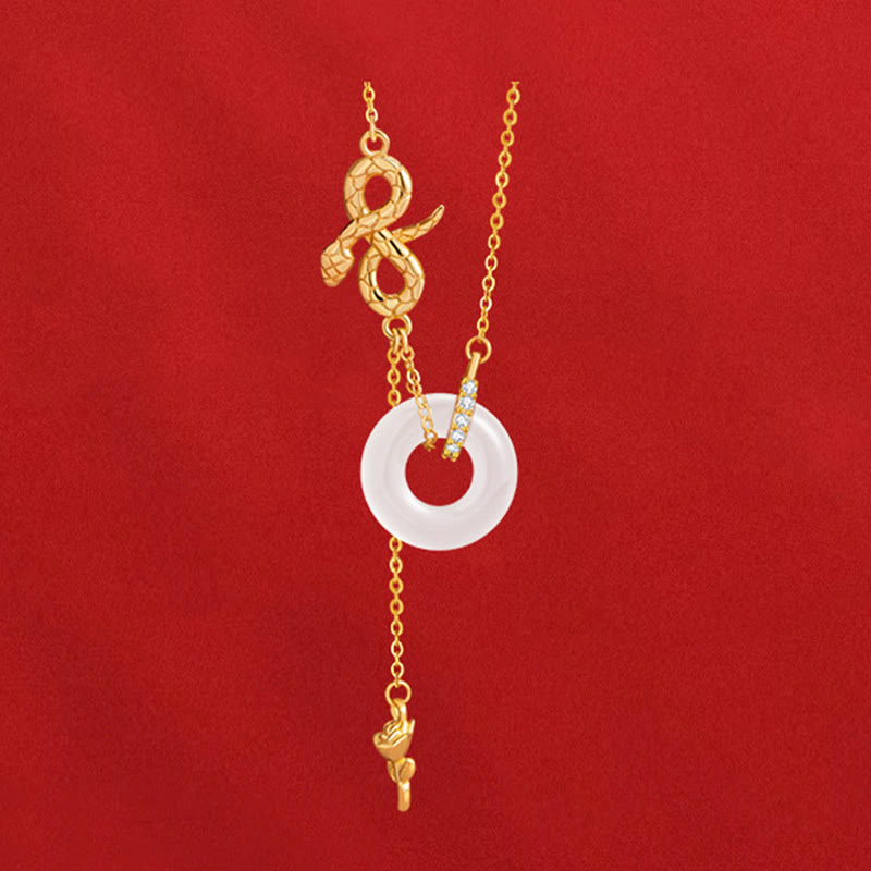 Collier Harmonie Année du Serpent en argent sterling 925 et calcédoine
