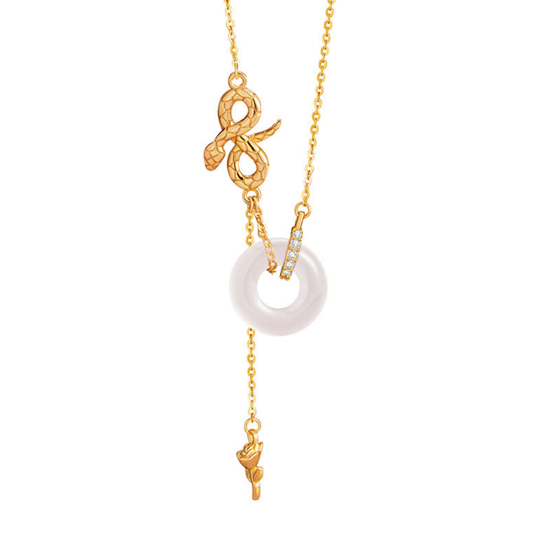 Collier Harmonie Année du Serpent en argent sterling 925 et calcédoine