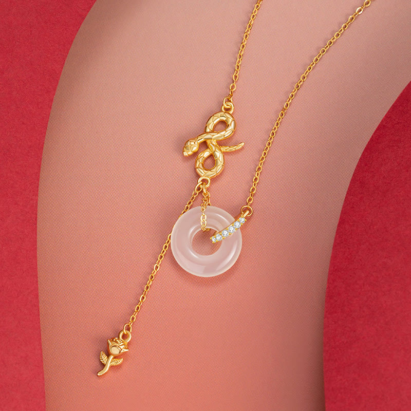 Collier Harmonie Année du Serpent en argent sterling 925 et calcédoine