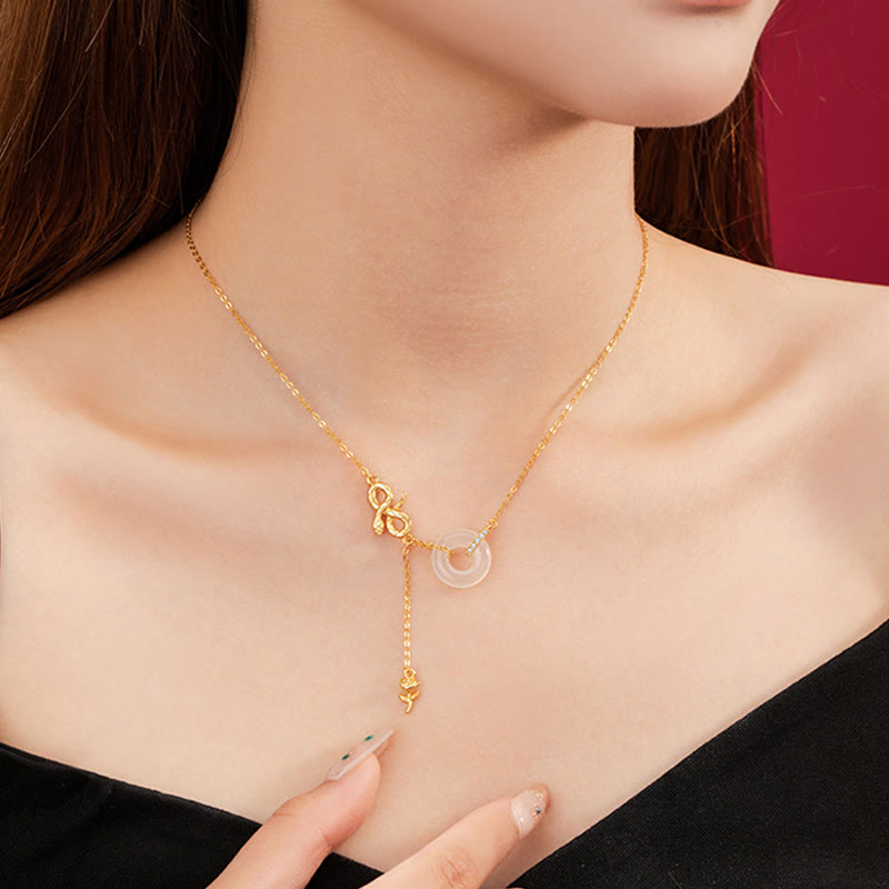 Collier Harmonie Année du Serpent en argent sterling 925 et calcédoine