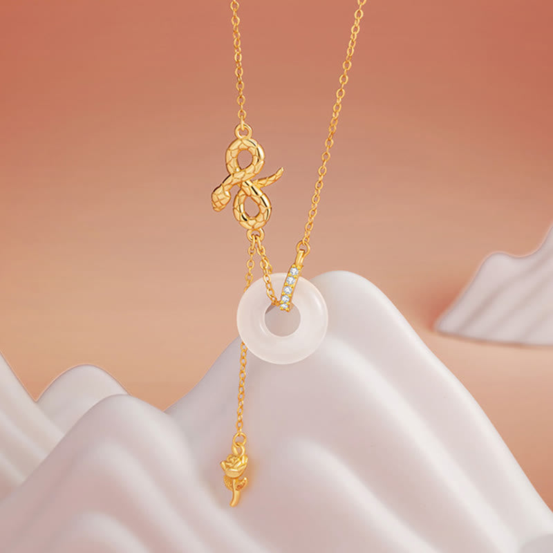 Collier Harmonie Année du Serpent en argent sterling 925 et calcédoine