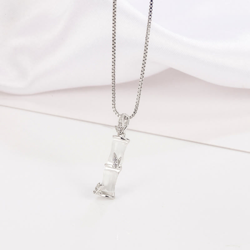 Collier spirituel en calcédoine et bambou, pendentif 47 cm
