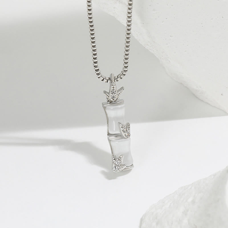 Collier spirituel en calcédoine et bambou, pendentif 47 cm