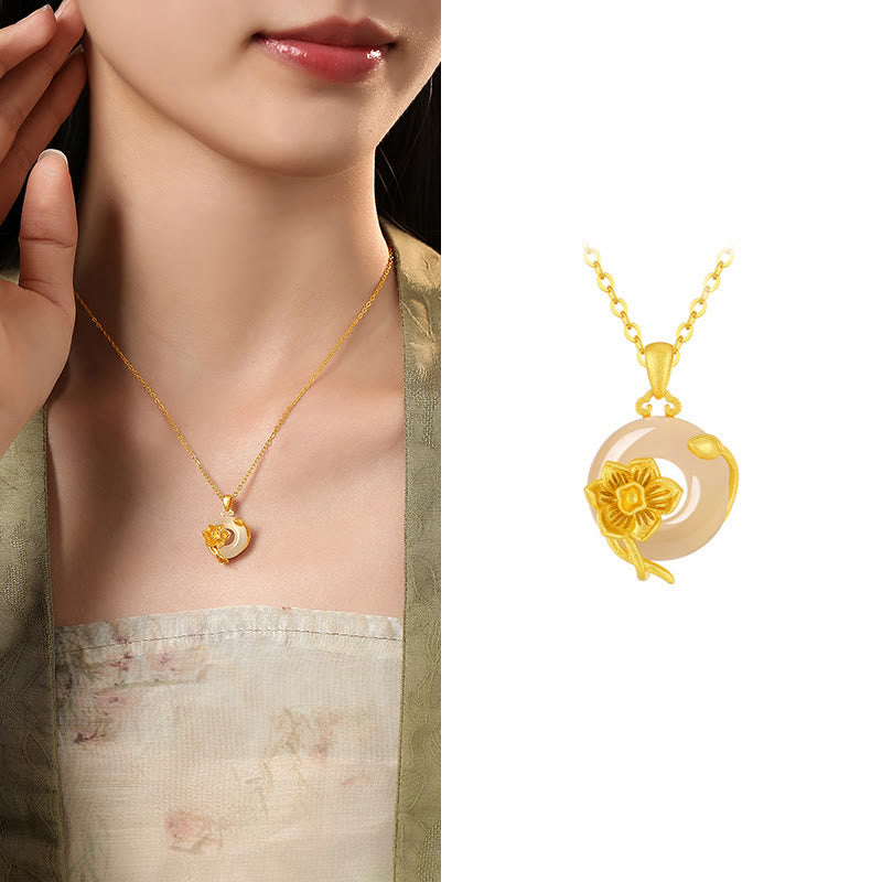 Collier Boucle de Paix en Calcédoine en Argent 925 pour l'Harmonie