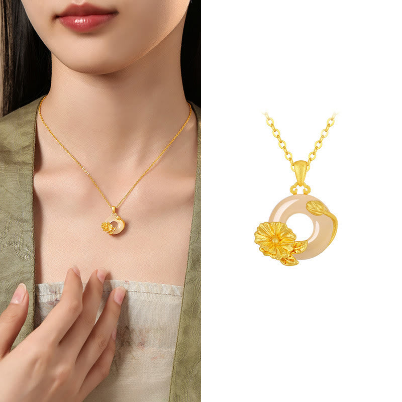 Collier Boucle de Paix en Calcédoine en Argent 925 pour l'Harmonie