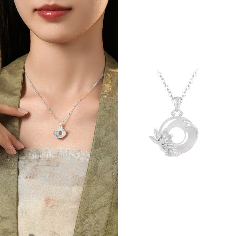 Collier Boucle de Paix en Calcédoine en Argent 925 pour l'Harmonie