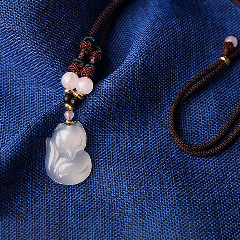 Collier Harmonie en Cristal Rose Calcédoine 60 cm Unisexe