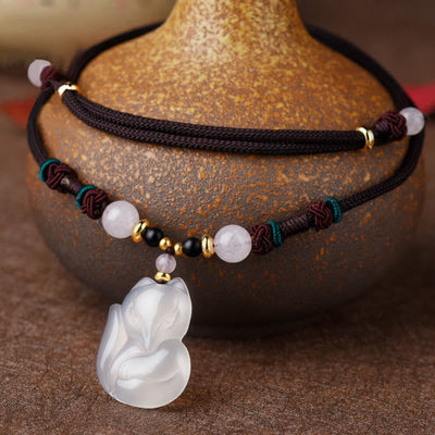Collier Harmonie en Cristal Rose Calcédoine 60 cm Unisexe