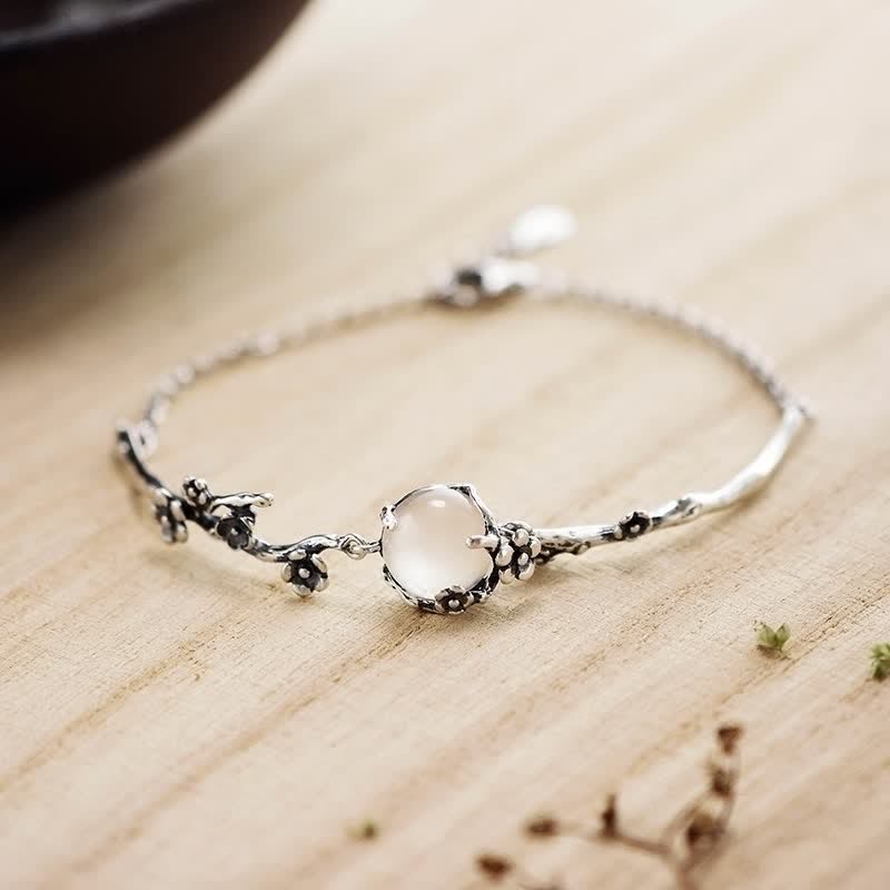 Bracelet d'harmonie positive en calcédoine, taille réglable