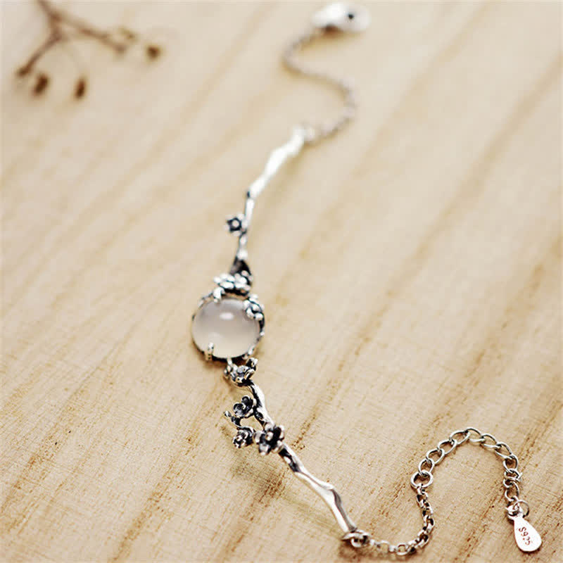 Bracelet d'harmonie positive en calcédoine, taille réglable