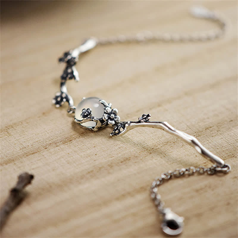 Bracelet d'harmonie positive en calcédoine, taille réglable